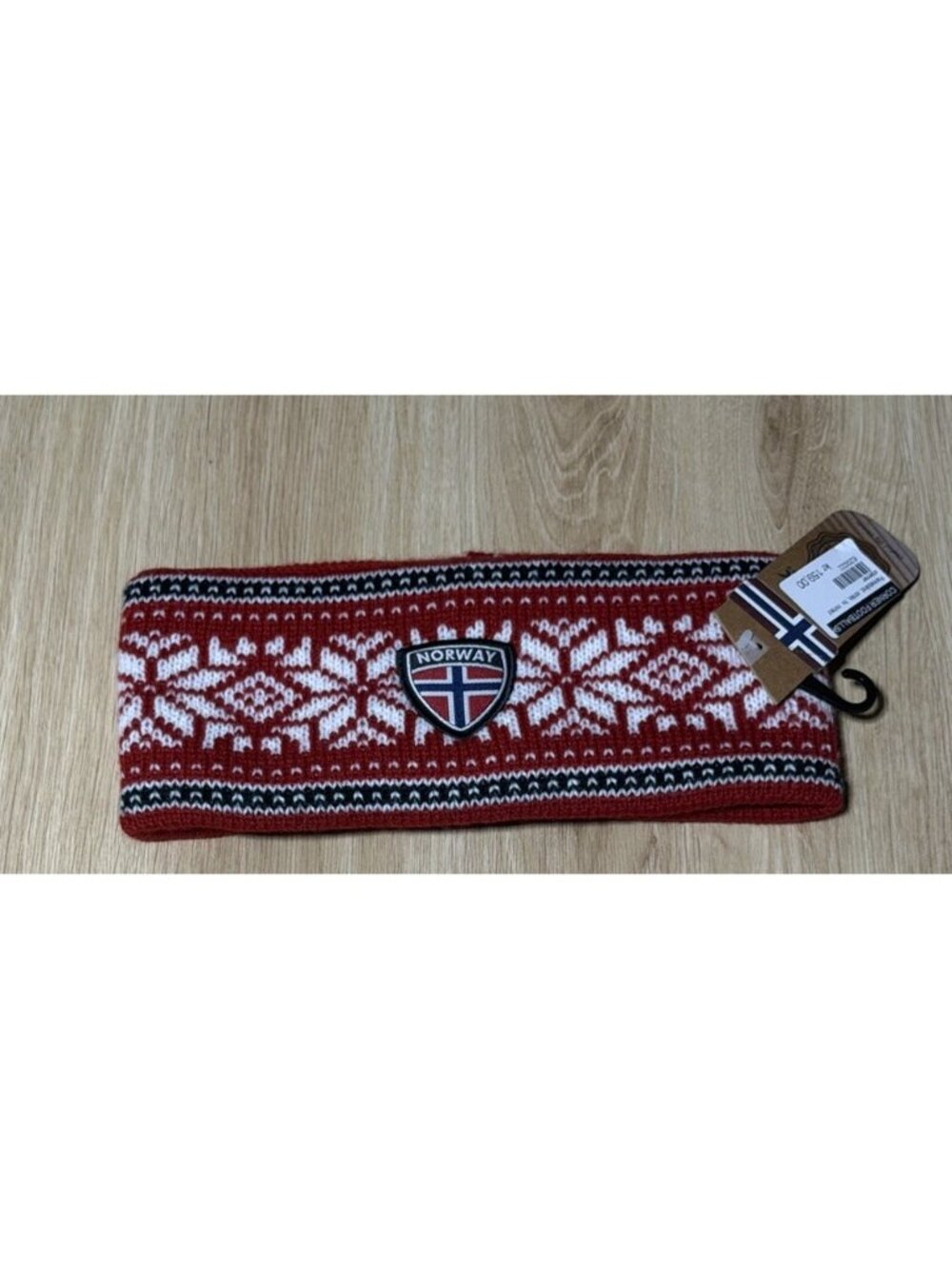 Rock Expedition Norway Knit Head Band Snowflake Flag NEW Stretchy Red Winter